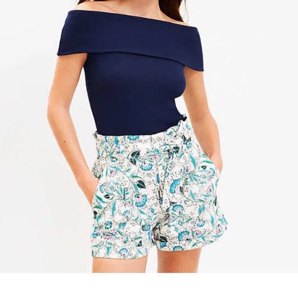 Loft Women's Floral Paperbag Shorts Size 10 Multicolor Casual